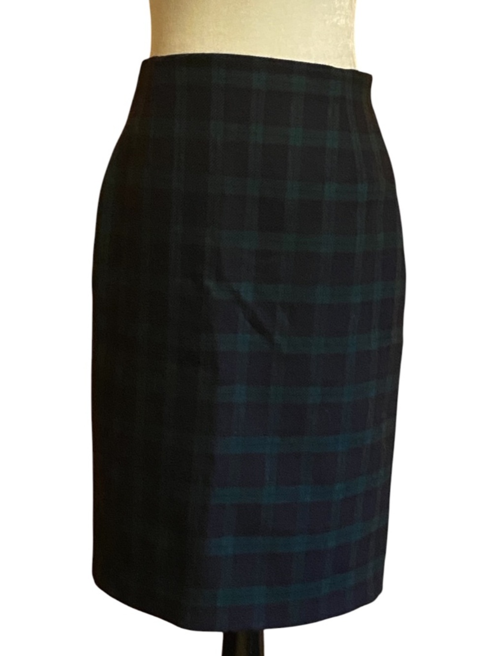 Marks & Spencer Wool lined tartan retro pencil skirt. Sz 8 *see measutements*